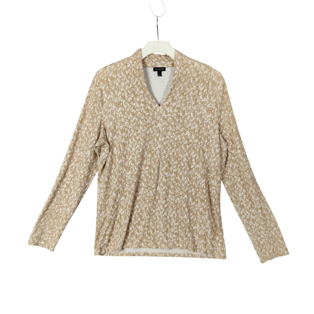 Talbots Modest Mature V-Neck Long Sleeve Top Blouse‎ Lightweight Career Womens L